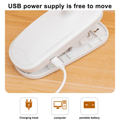 Flexible Study Desk Lamp with Clip, USB Rechargeable, 360° Adjustable Night Light for Reading and Office Work